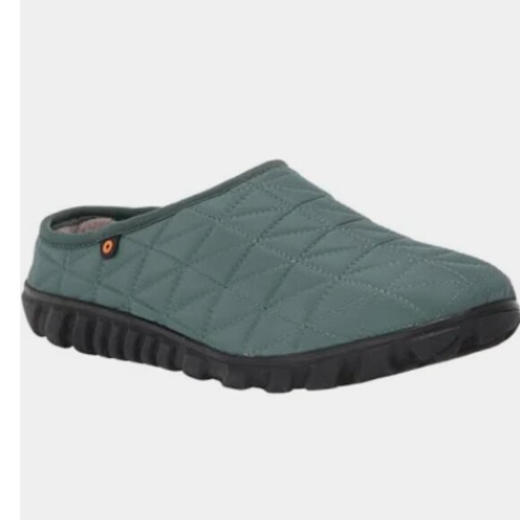 Bogs Snowday II Slipper Quilted Slip On Mules Sherpa Lined Green Women's Size 10 - Picture 1 of 10